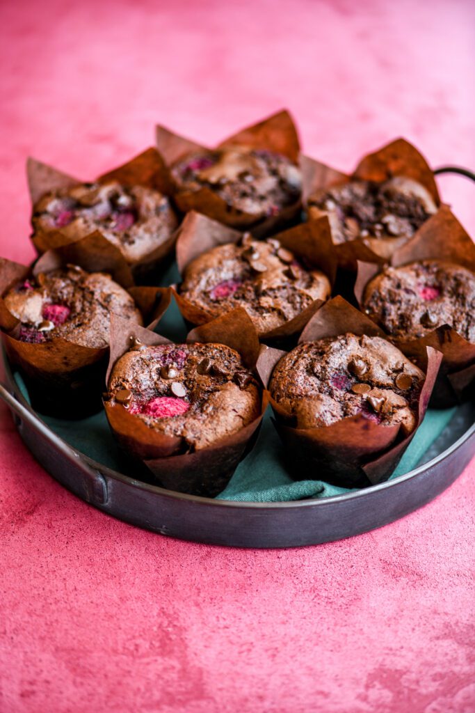 Vegan Double Chocolate Raspberry Muffins-2