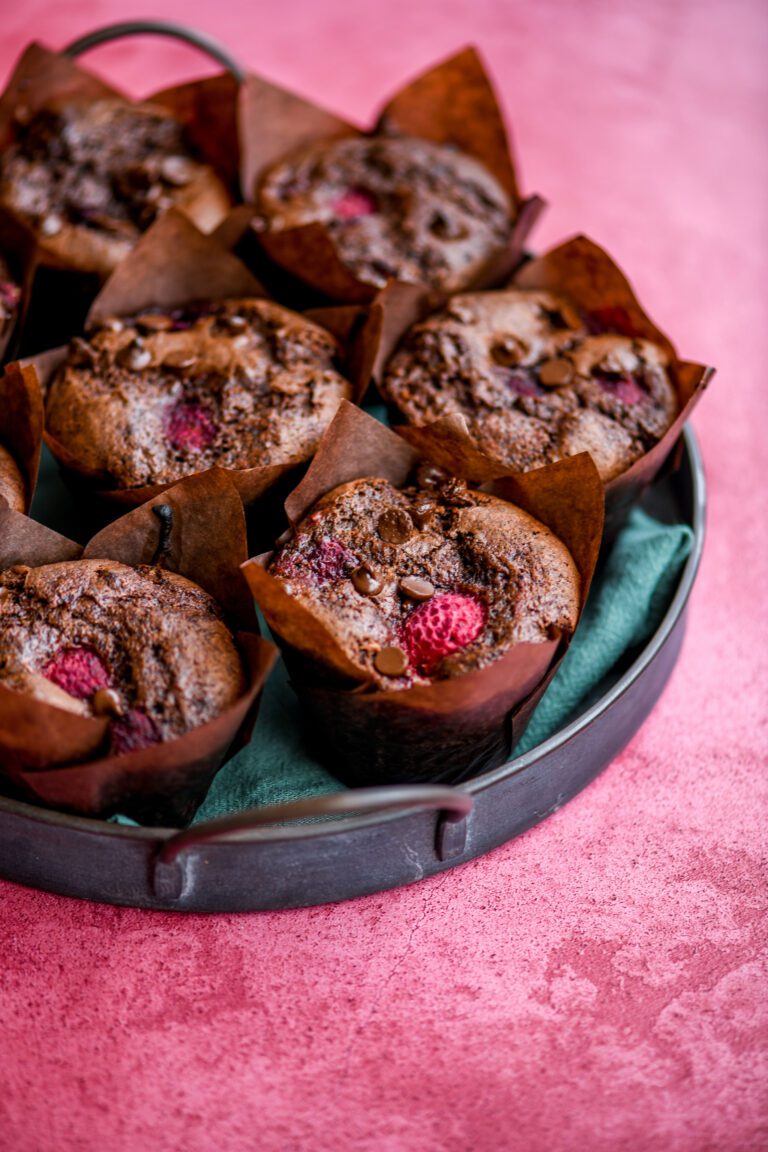 Vegan Double Chocolate Raspberry Muffins