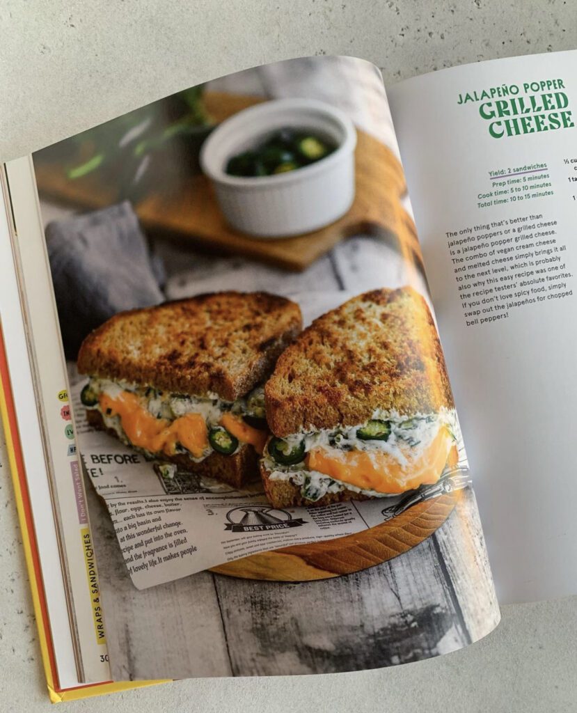 Best of Vegan Cookbook  open page: grilled cheese