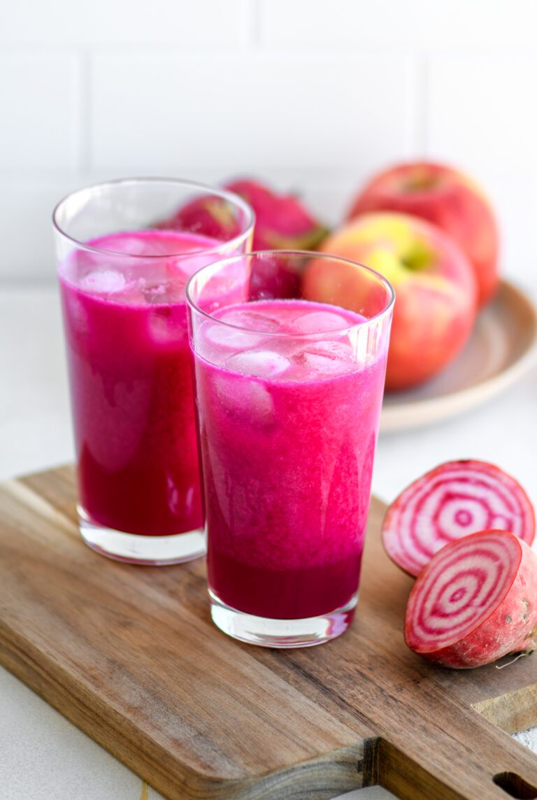 Pink Dragonfruit Juice (with Candy Cane Beets)